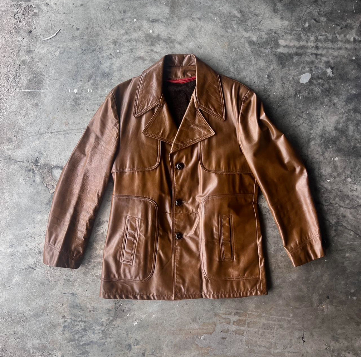 1960s Brown Leather Jacket L