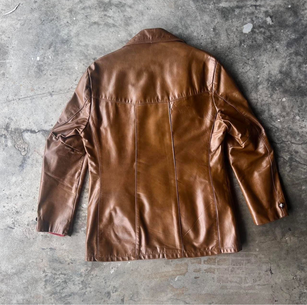 1960s Brown Leather Jacket L