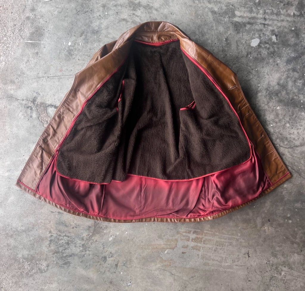 1960s Brown Leather Jacket L