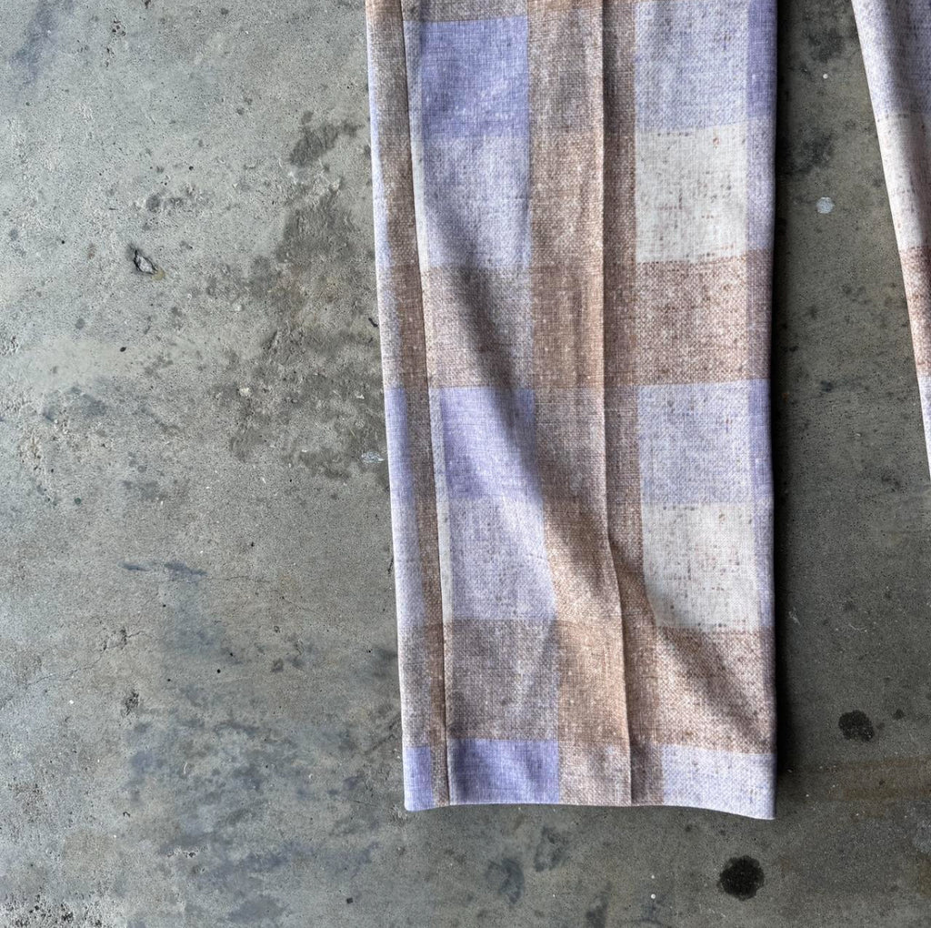 1970s Pastel Plaid Dress Pants 34x29