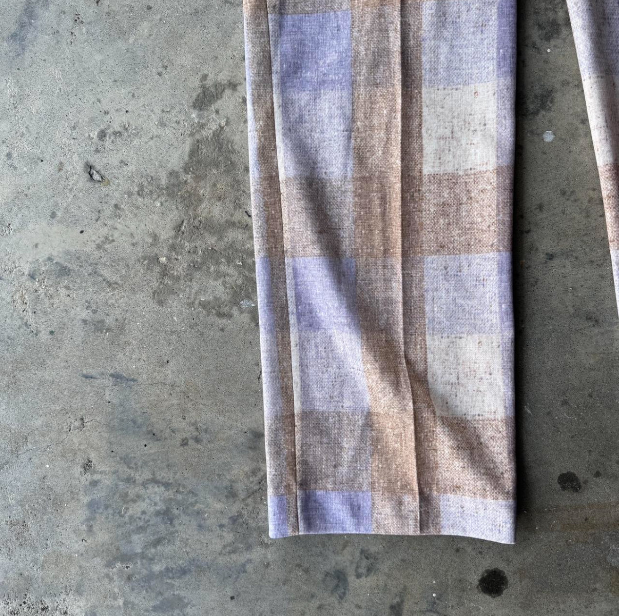 1970s Pastel Plaid Dress Pants 34x29