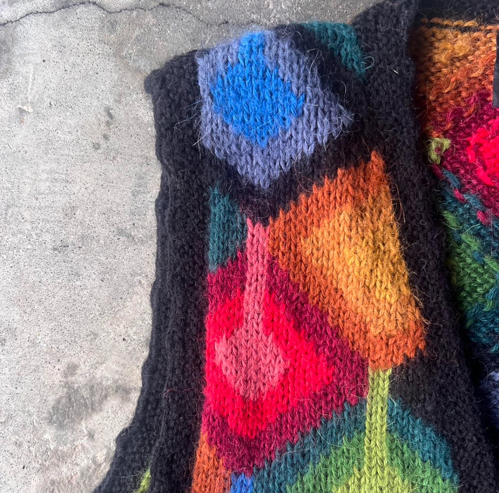 1980s Colorful Soft Alpaca Wool Vest M