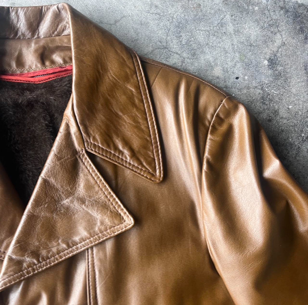 1960s Brown Leather Jacket L