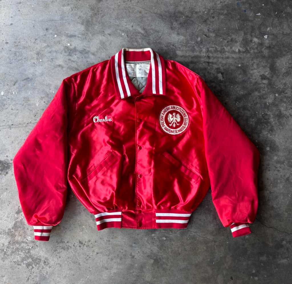 1980s Red Varsity Jacker M