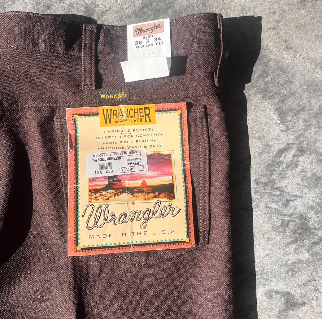 1980s Deadstock Wrangler Wrancher Bootcut Slacks 38X34